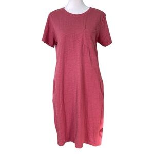 Pact Organic Cotton Tee Dress Maroon Pockets Short Sleeve (Size S)